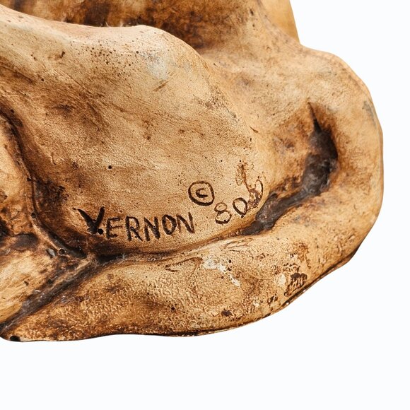 Vintage Bill Vernon Hand Carved Wooden Hound Dog Folk Art Figure Signed 1980 - Picture 7 of 15